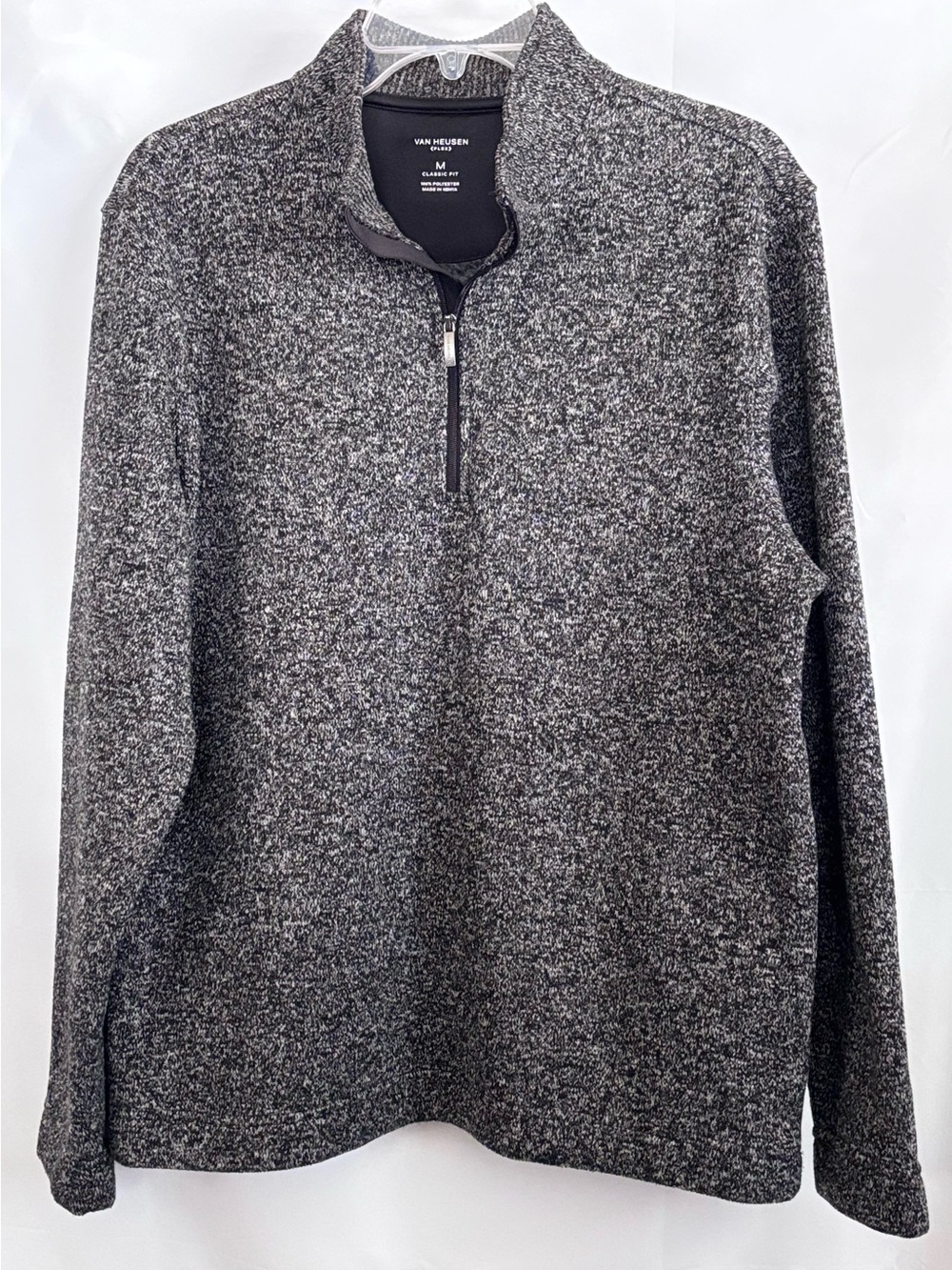 Van Heusen Flex Classic Fit 1/4 Zip Fleece Lined Sweater Dark Heather Gray